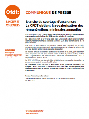 CP_CFDT Banques et Assurances_revalorisation RMA_branche courtage assurances